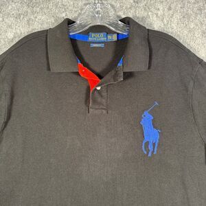 Polo Ralph Lauren Shirt Mens 2XL Black Custom Fit Short Sleeve Big Pony Polo